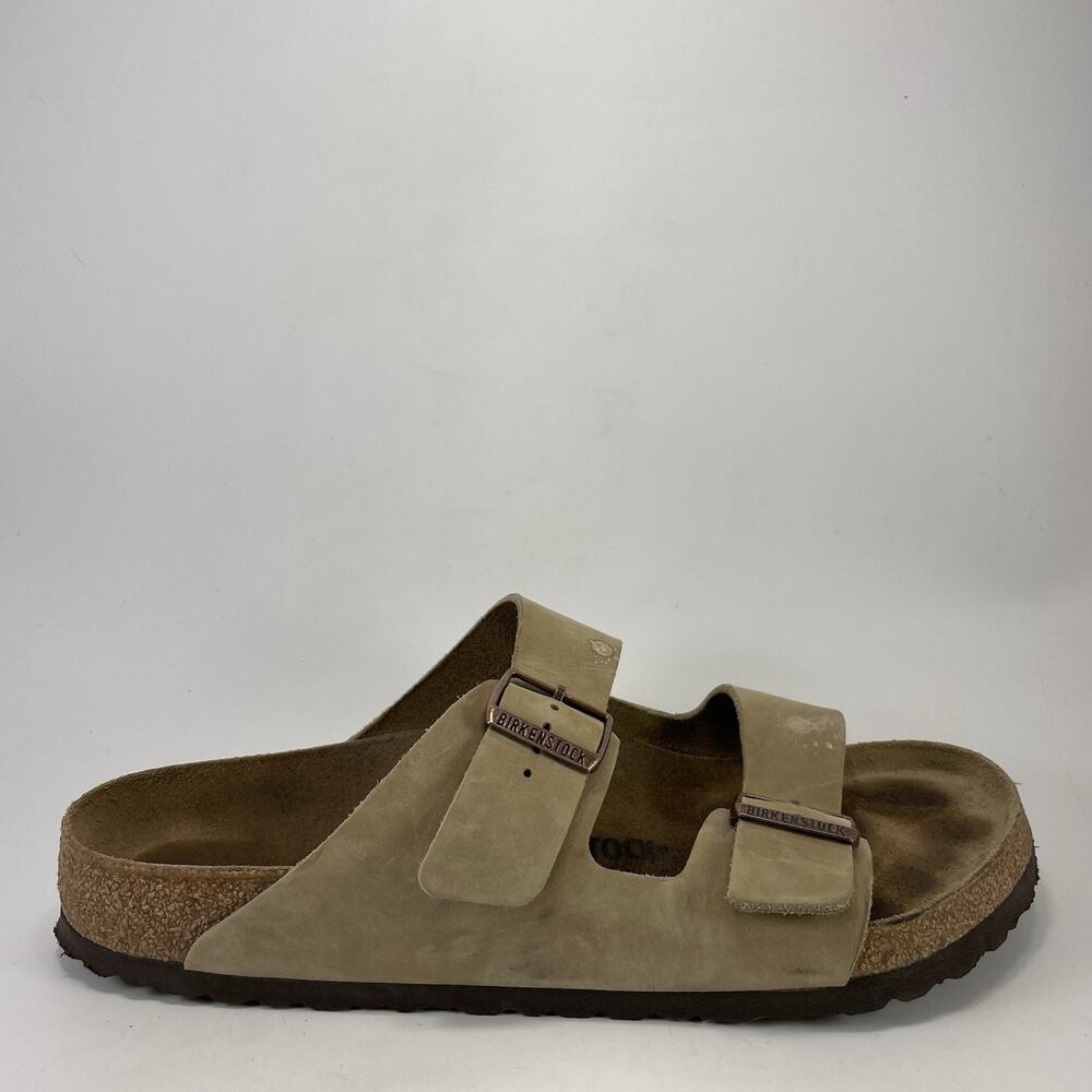 Birkenstock Arizona Beige Oiled Leather Sandals Mens Size 44, 11-11.5 Slides